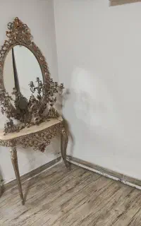 آینه و شمعدان سنگین برنز همراه ساعت الیاژ