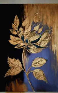 نقاشی برجسته با ورق طلا روی بوم