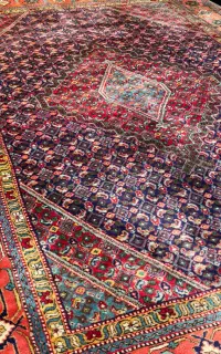 فرش دستبافت ریزه ماهی جفت۶ متری سرمه ای مرینوس