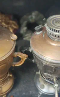 دو عدد سماور نفتی قدیمی سالم جنس برنج