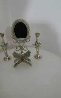 آینه شمعدان و رحل برنز