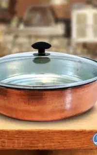 ماهیتابه مسی با درِ پیرکس، سایزهای ۲۰، ۲۴ و ۲۸