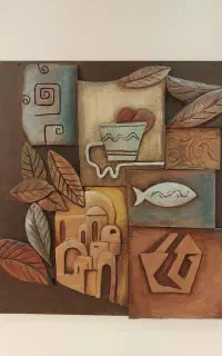 تابلوی دست ساز سفالینه بسیار نفیس(چرخ روزگار)