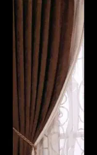 والان پرده مخمل در دورنگ کرم قهو ه ای
