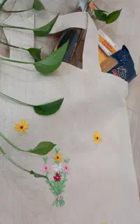 ساک خرید پارچه گلدوزی شده بادست