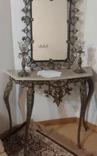 فروش آینه کنسول و شمعدان برنج