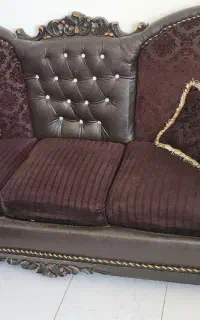 مبل هفت نفره تمام چوب و چرم
