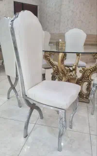 صندلی فلزی سیلور سفید تالاری کارکرده