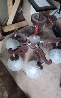 لوستر 5 شاخه چوبی