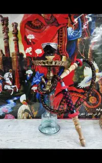 قلیان برنجی و چوبی