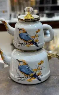 کتری قوری لعابی گلدار یونی هوم
