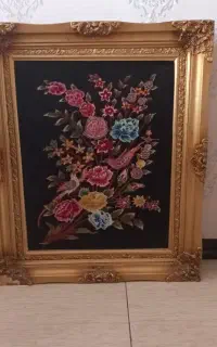 تابلو فرش دست باف با گل ابریشم