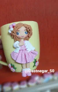 ماگ عروسکی دسته قلبی
