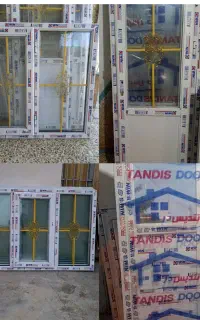درب و پنجره دوجداره پیش ساخته pvc با شیشه دکوراتیو