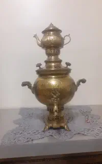 سماور زغالی کلکسیونی برنج اصل تبریز
