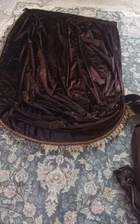دو عدد والان پرده مخمل قهوه‌ای درحد نو سالم سالم