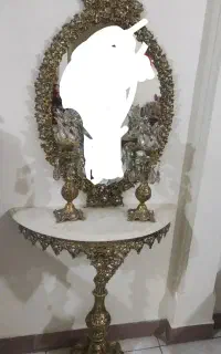 آینه و شعمدان وساعت برنز
