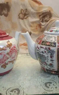 ۲عددقوری چینی بزرگ قدیمی کارکرده