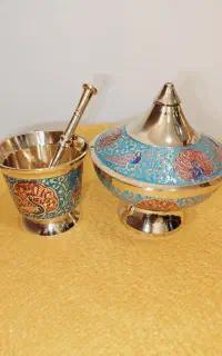ست هاون وقندان برنجی