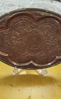 سینی  قدیمی  پایه دار (مسی)