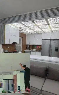 اجرای ماربل شیت و سقف کاذب بین کابینتی تی وی وال