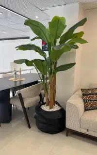 درخت موز مصنوعی ۲۱۰ سانتی (نو) با ۱۸ برگ و گلدان