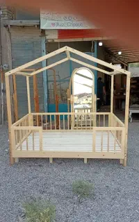 تختخواب چوبی مونتسوری کلبه ای خشابی، سیسمونی کودک