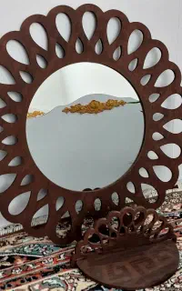 آینه دکوراتیو چوبی به همراه شلف ست