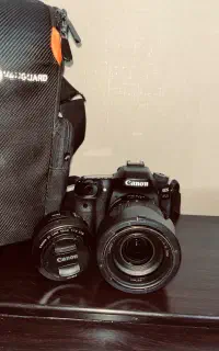 فروش دوربین Canon 80D+لنز 18-135+لنز 50 fix F1.8
