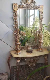 آیینه و شمعدان برنز