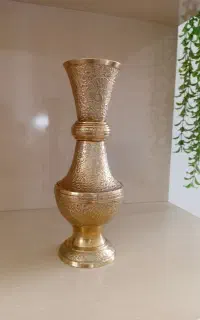 گلدان برنج قلم کاری