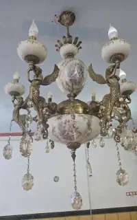 لوستر برنج ۶ شعله سرامیکی(استخوانی)