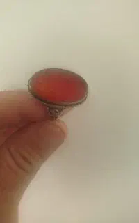 سلام انگشتر نقره سیزده گرم سنگ اصلی عقیق خطی