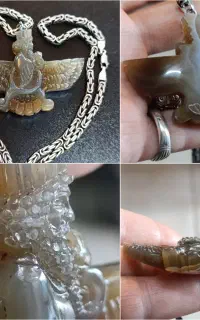 عقیق کاروینگ گردنبند باسنگ عقیق و....