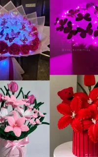 سفارش دسته گل روبانی پروانه ای چراغدار گل مخمل