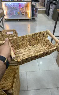 سبد حصیری دسته بامبو