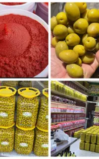 فروش عمده زیتون،آبلیمو، رب گوجه خیارشور شیره ارده