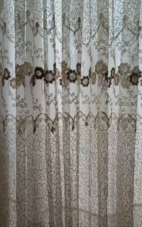 پرده توری طلایی دوزی