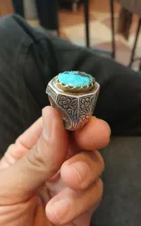 انگشتر فیروزه نیشابور قلم زنی
