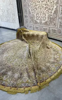 فرش گرد قطر ۳.۵ تمام ابریشم تبریز صوف