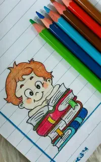 نقاشی حاشیه دفتر مشق ،املا،ریاضی و غیره