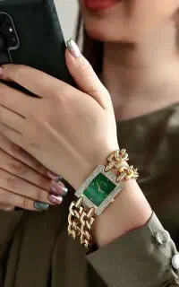 ساعت بند کارتیر دو ردیفه دور نگین ژاپنی