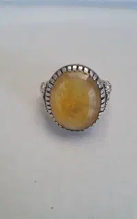 انگشتر نقره نگین یاقوت زرد اصل معدنی