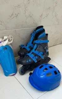 اسکیت اینلاین همراه کلاه و محافظ