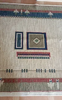 گلیم فرش کرمی رنگ دوزرعی
