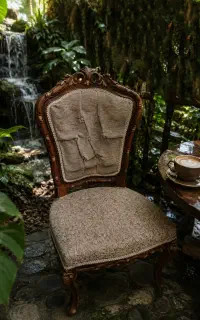 صندلی سلطنتی با پارچه دست دوز و چوب طبیعی هلندی