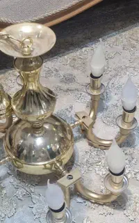 دوتا لوستر برنجی آبکاری شده