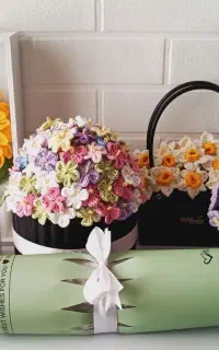 گل و دسته گل بافتنی