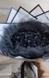 دسته گل روبانی  بزرگ مشکی شاین زیبا و ظریف کاری