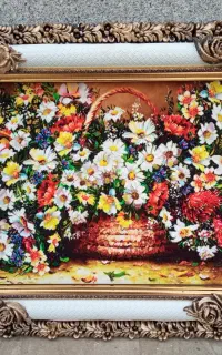 پاستوربازسبدگل بابونه شیراز عیدتابلوفرش هدیه دیوار